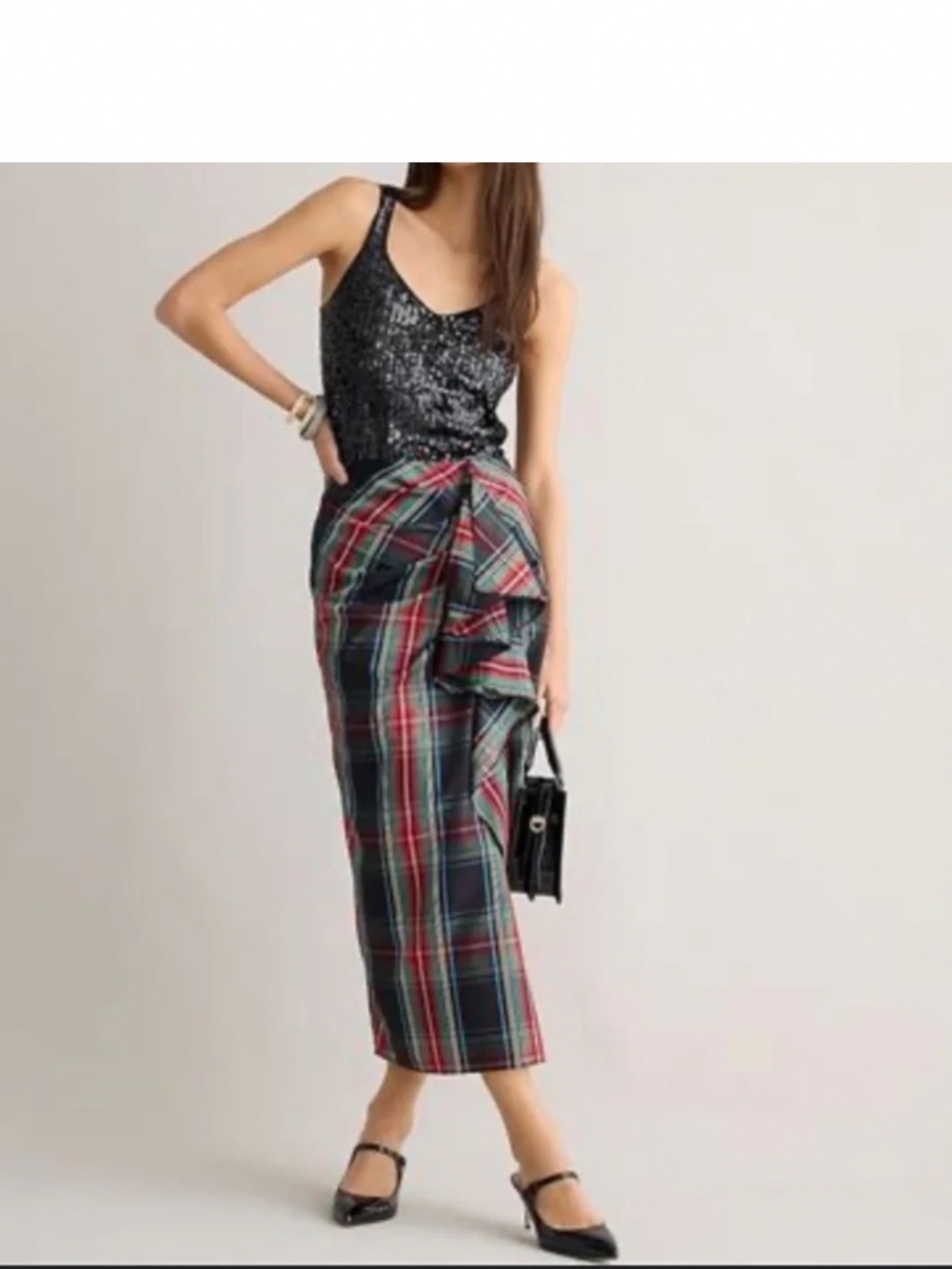 J.Crew Collection Long Ruffle Skirt in Stewart Tartan